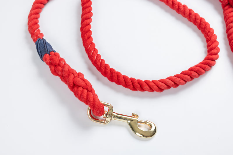 Red Leash with Navy Whip - 59"