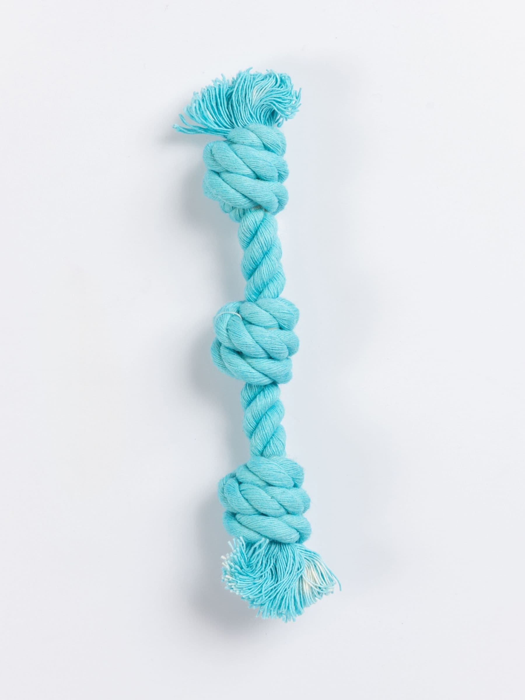 Aqua blue Baby G cotton rope toy for extra small dogs, perfect for light chewers