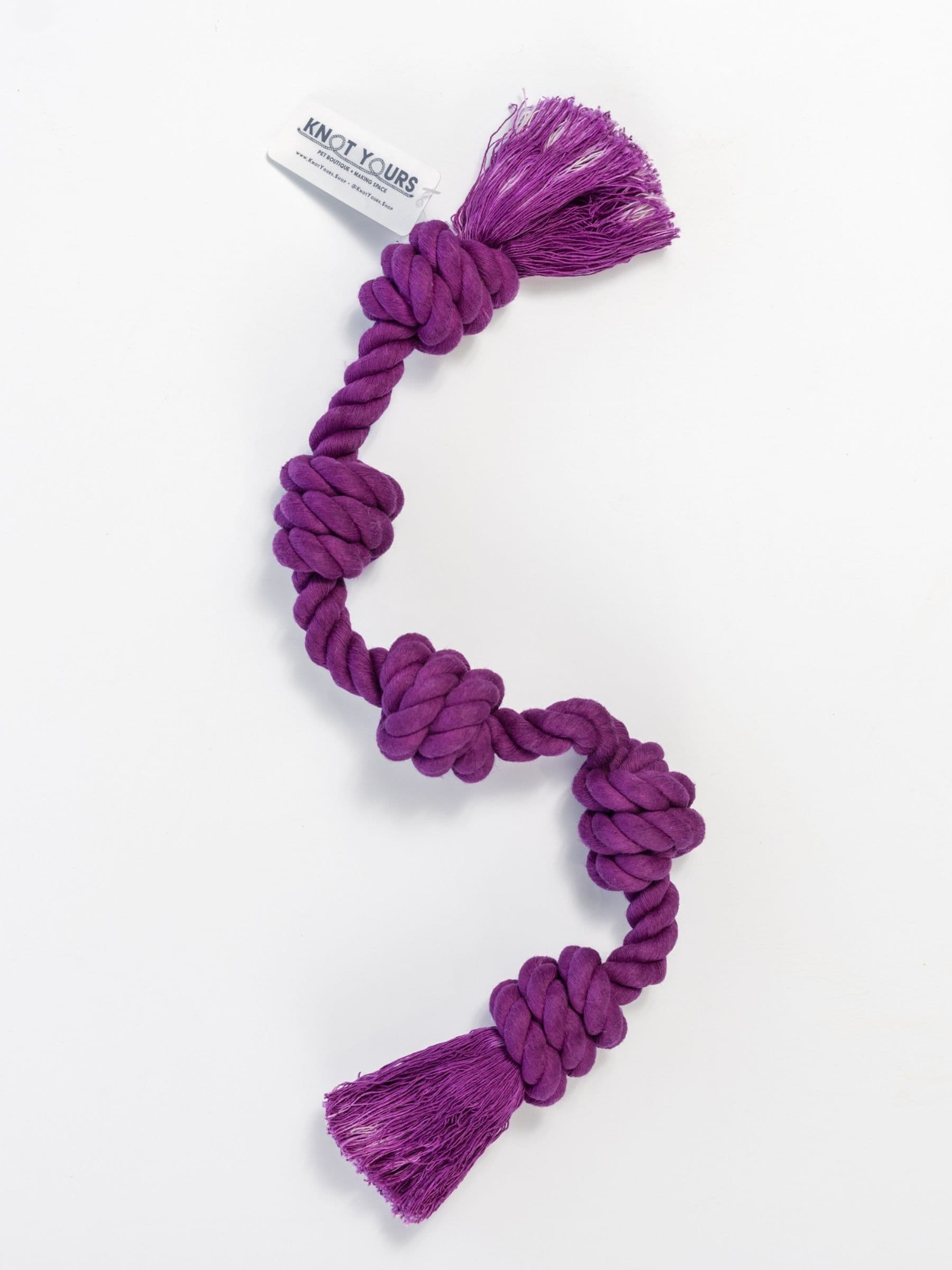 Purple Little Gigantic rope toy with durable knotted grip and tassels