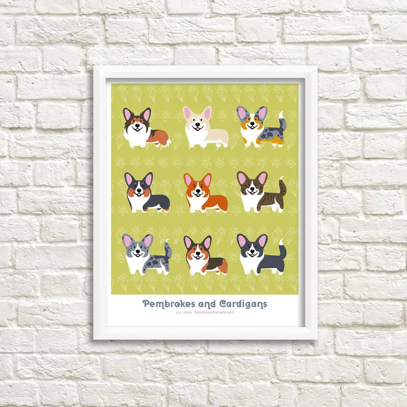 Cat and Doggie Art Print Drawings