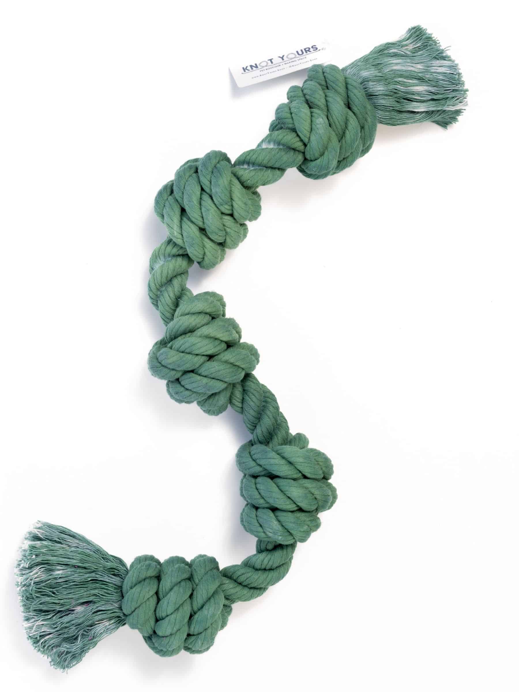 Evergreen cotton rope toy with five heavy-duty knots, perfect for large breeds