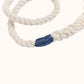 Natural rope leash with a navy blue accent on a white background