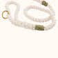 Natural rope dog leash with olive green whipping, custom handmade design