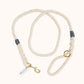 Handmade natural cotton dog leash with dark grey whipping detail.