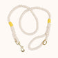 Natural cotton rope dog leash with yellow whipping and brass hardware