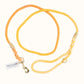 Yellow dog leash with gold clasp on a white background