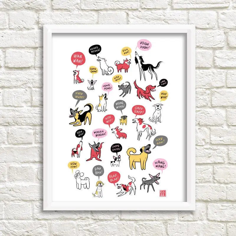 Cat and Doggie Art Print Drawings