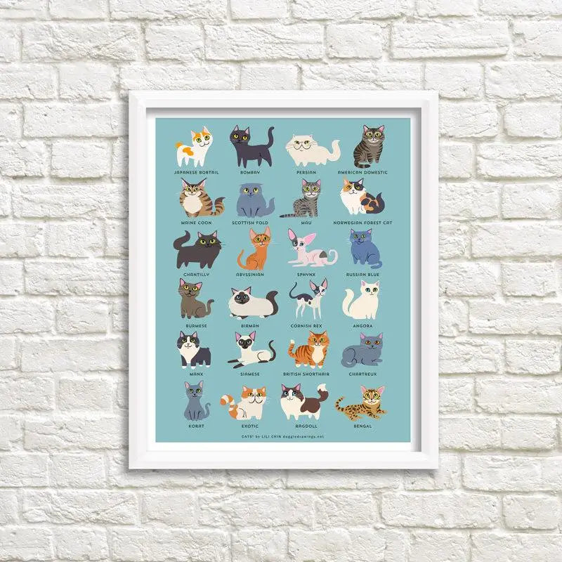 Cat and Doggie Art Print Drawings