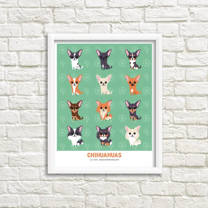 Cat and Doggie Art Print Drawings